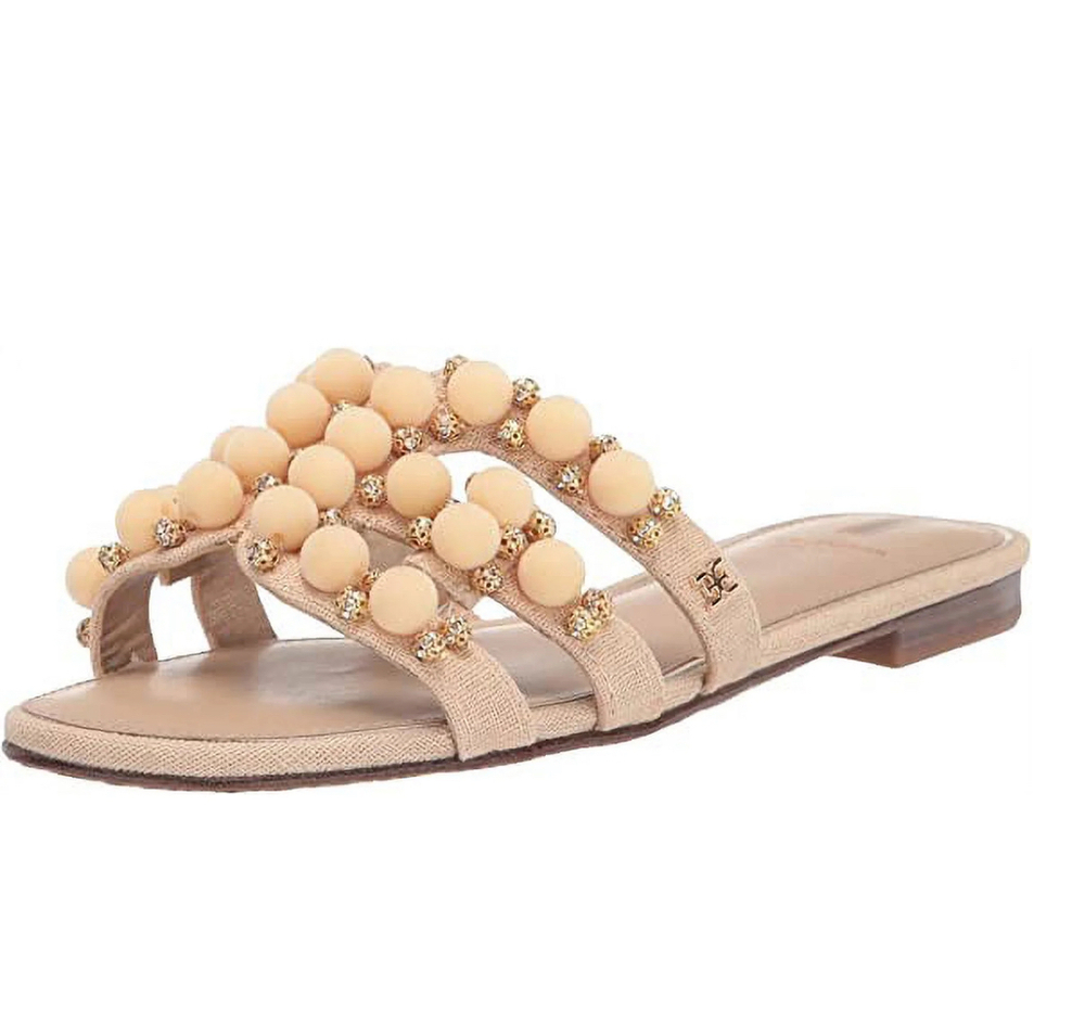Sam Edelman Bay 19  Pom Pom Slide Sandals In Sand Women’s Size 5M New $140